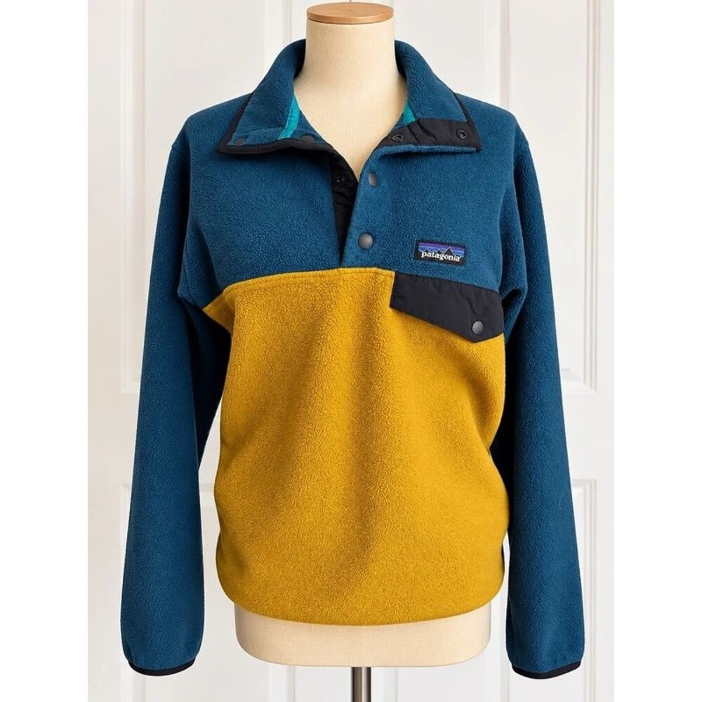 Patagonia Synchilla Snap-T Fleece Pullover XS Blue Mustard Colorblock